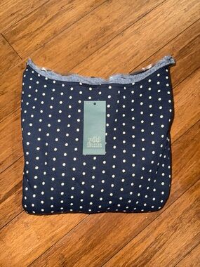 Navy Blue Polka Dot Off-Shoulder Sweater